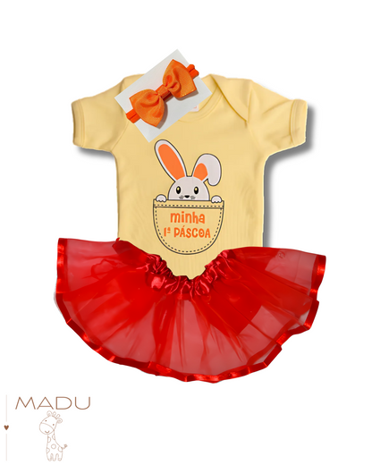 Kit Body Pascoa Amarelo - Menina